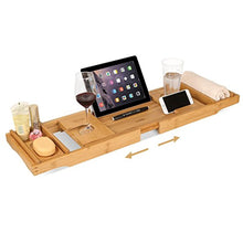 Load image into Gallery viewer, HOMFA Bamboo Bath Caddy with Extending Sides - GetSourceful
