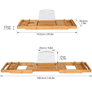 HOMFA Bamboo Bath Caddy with Extending Sides - GetSourceful