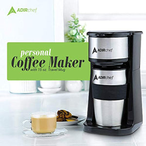 AdirChef Grab N' Go Personal Coffee Maker with 15 oz. Travel Mug - GetSourceful