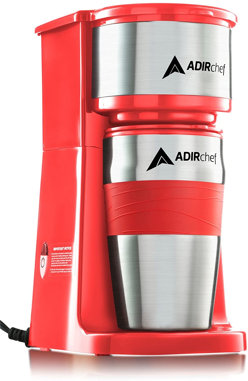 AdirChef Grab N' Go Personal Coffee Maker with 15 oz. Travel Mug - GetSourceful